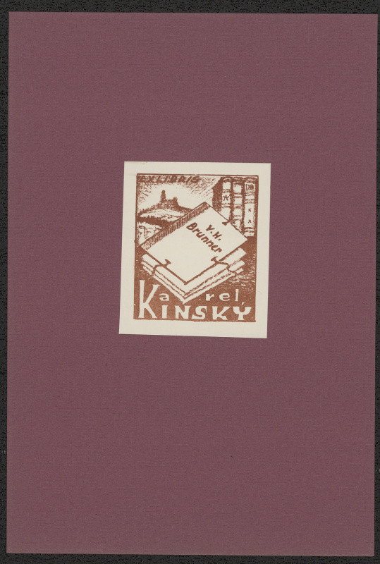 Jaro (Jaroslav) Beran - Ex libris Karel Kinský. in Jaro Beran exlibris, 15 původních litografií. Nymburk 1941