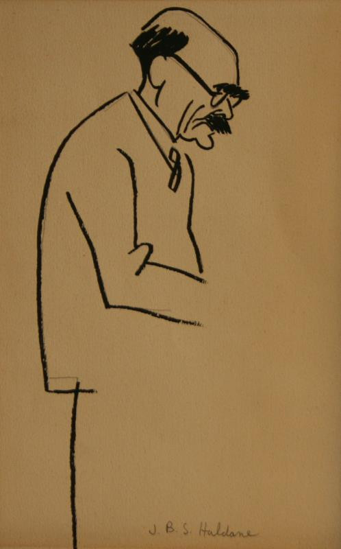 Antonín Pelc - J. B. S. Haldane (karikatura)