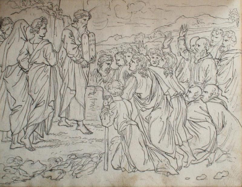 Jan Kutálek (Guttalek) - Mojžíš ukazuje desky s desaterem