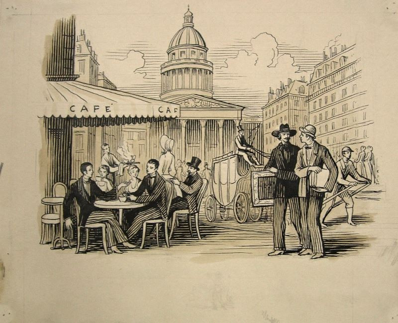 Petr Dillinger - Ilustrace k Mimi Pinson - Kavárna u Pantheona