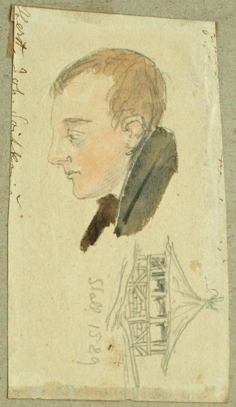 Hanuš (Hans) Schwaiger - Studie ze skicáře (hlava muže, stáj)
