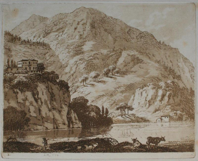 Ludwig Hess - Horská krajina s vilou a jezerem
