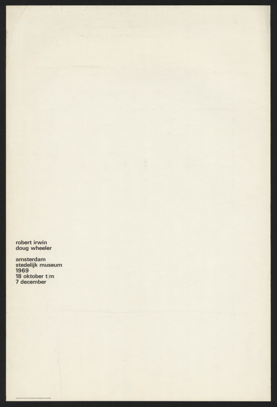 Wim (Willm Hendrick) Crouwel - Robert Irwin, Doug Wheeler. Amsterdam Stedelijk Museum 1969