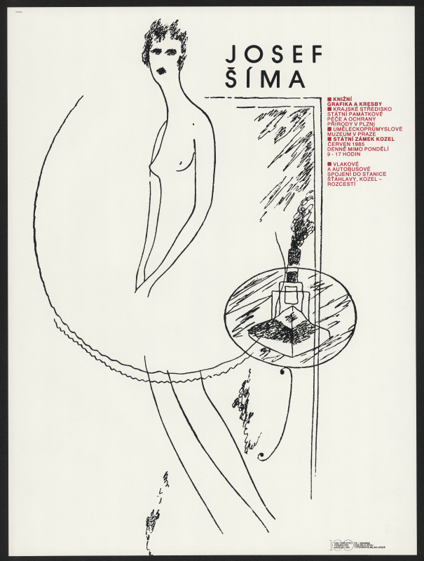 Milan (Mejla) Jaroš - Josef Šíma, knižní grafika a kresby, KSPPOP Plzeň, UPM Praha, St. zám. Kozel ... 1985