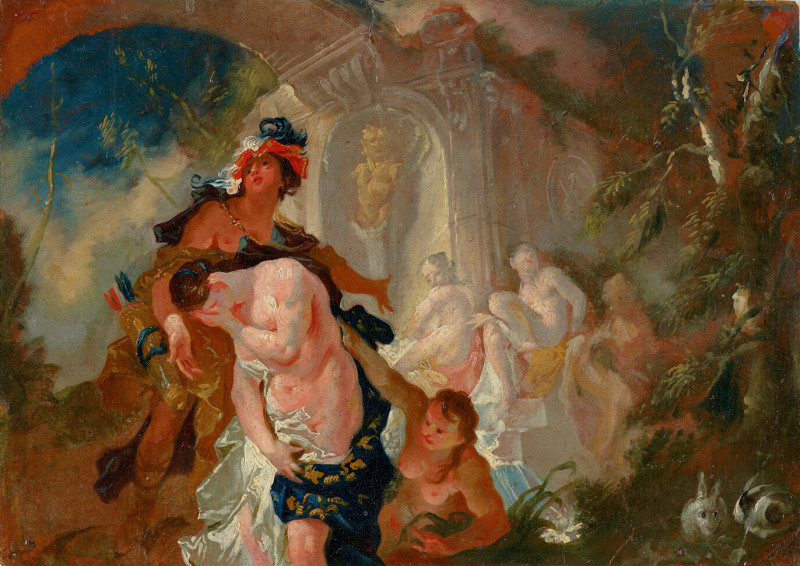 Franz Anton Maulbertsch - Diana a Callisto, revers Dvě bohyně (Ráno a Poledne)