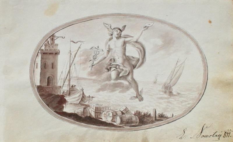 Franz Adalbert Conrad von Hötzendorf - Alegorie obchodu (Přístav s placehtnicemi, majákem, bednami