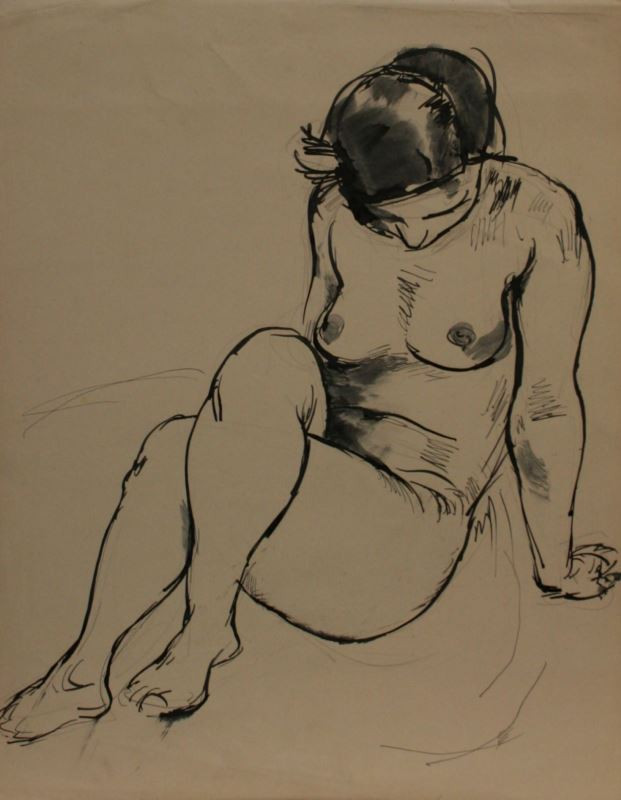 Otto Neudert - Studie sedící ženy se zkříženýma nohama