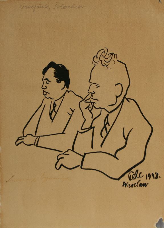 Antonín Pelc - Šdochov a Kornějčuk (karikatura)