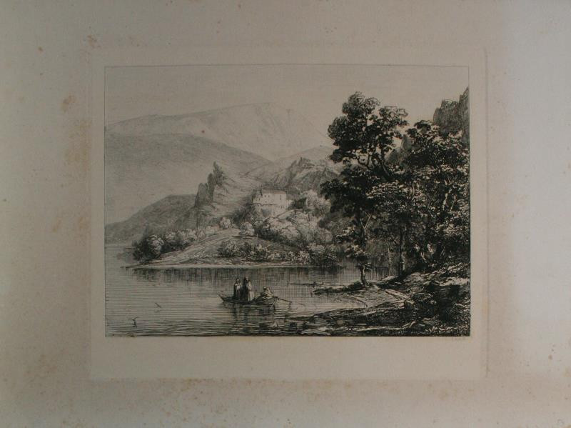 Caspar Johann Nepomuk Scheuren - Mníši na loďce na horském jezeře