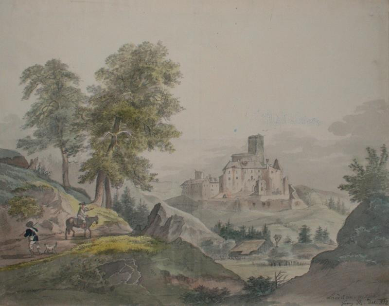 František (Franz) Richter - Pohled na hrad Landštejn.