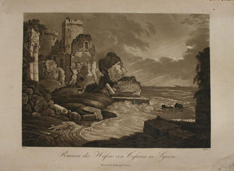Georg (Jiří) Döbler - Roinen des Hafens von Cesarea in Syrien (pohledy z Orientu)