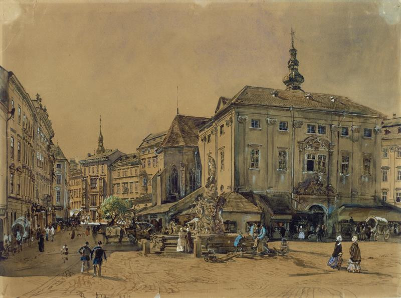 Rudolf von Alt - Velké náměstí v Brně