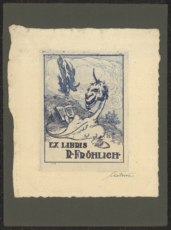 Leo Brož - Ex libris R. Fröhlich. in Groteskní ex-libris Leo Brože 1920-24