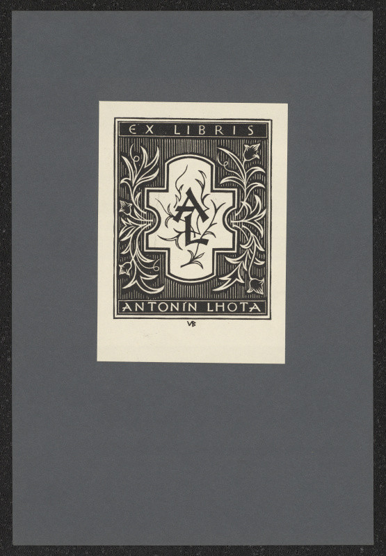 Vladislav Burda - Ex libris Antonín Lhota. in Vl. Burda: Soubor dvanácti ex libris. Původní dřevoryty 1923