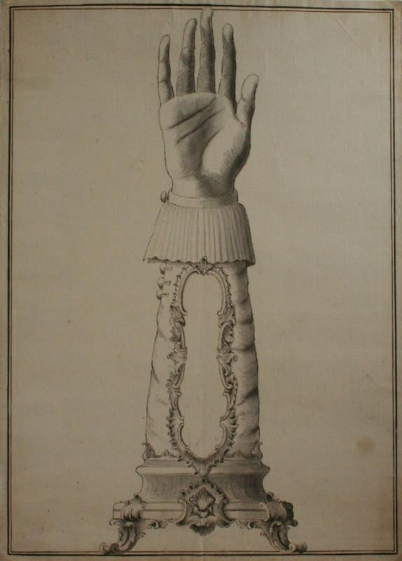Moritz (Mořic) Grimm - Návrh na ciborium v podobě ruky