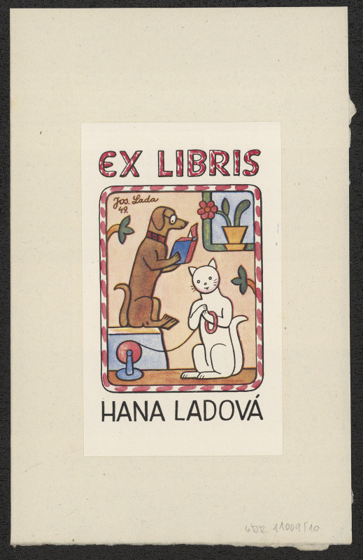 Josef Lada - Ex libris Hana Ladová. in Knižní značky národního umělce Josefa Lady. (Praha. 1949)
