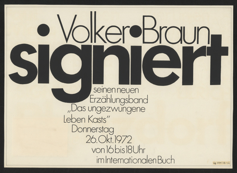 Horst Wendt - Volker Braun signiert