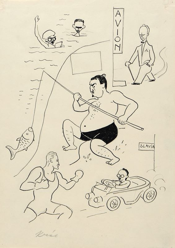 Jaroslav Král - Karikatury J. Mahena, B. Fuchse
