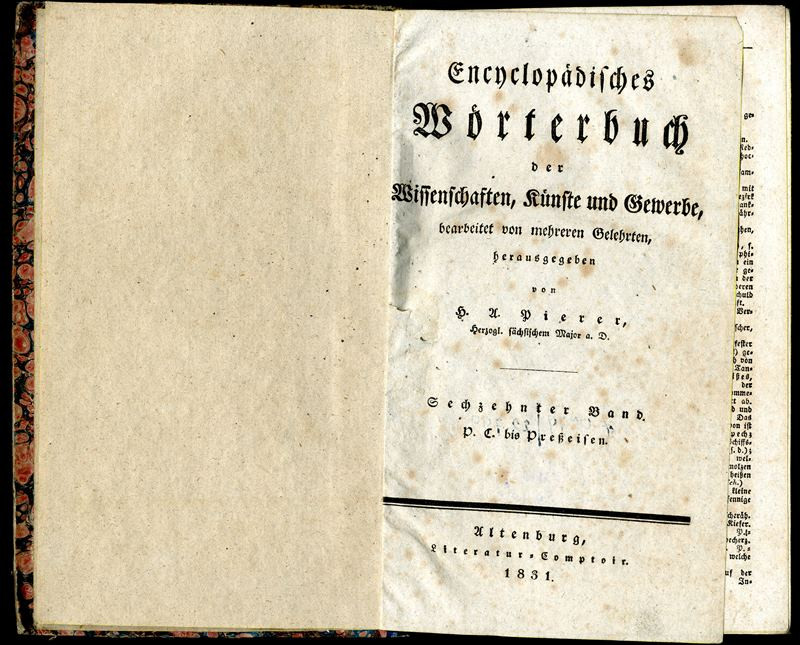 Heinrich August Pierer - Encyclopädisches Wörtebuch der Wissenschaften, Künste und Gewerbe. Sechzehnter Band