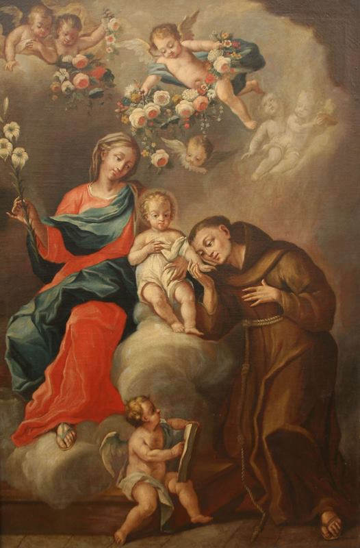 neznámý malíř moravský / rakouský (?) - P. Marie s Ježíškem uctívaným sv. Františkem