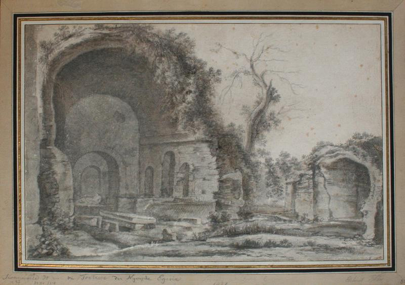 Jan Asselijn (podle) - Ruiny antické fontány nymfy Egerie