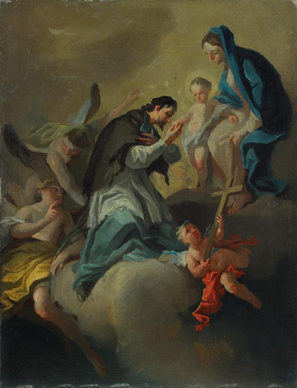 Josef Stern (?) - Sv. Jan Nepomucký uctívá Pannu Marii s Ježíškem