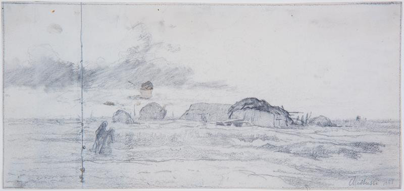Antonín Chittussi - Krajina s chatrčí (studie k obrazu Močál u Saint - Denis)