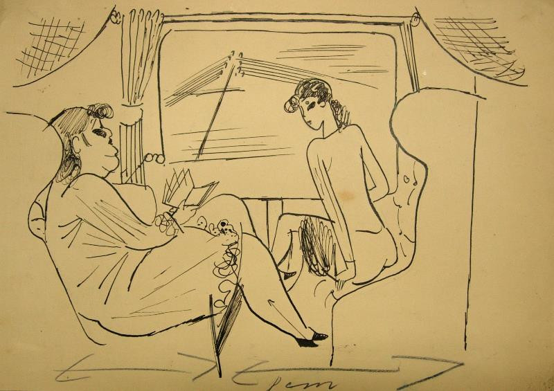 František Tichý - Ve vlaku (kresby pro Trn)
