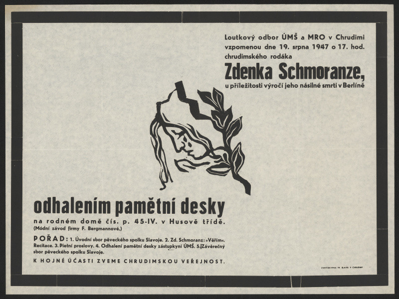 neznámý - Odhalení pamětní desky ...1947 chrudimského rodáka Zdenka Schmoranze u příležitosti výročí jeho násilné smrti v Berlíně