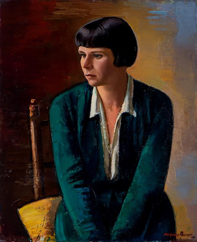 Sergius Pauser - Portrét dámy v zeleném (Marie Procházková)