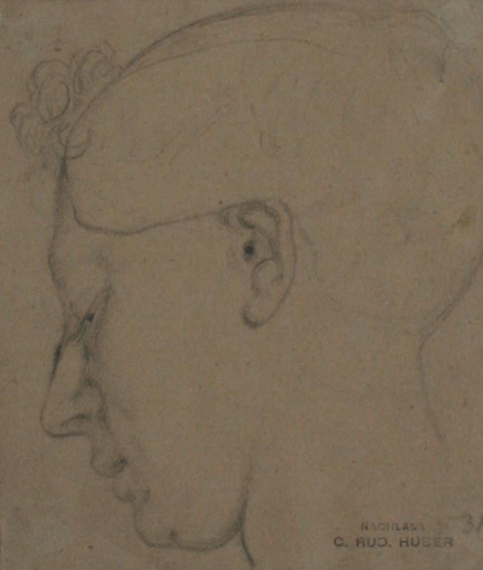 Rudolf Carl Huber - Ženská hlava z profilu