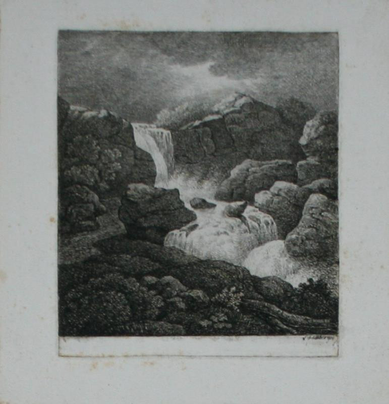 Johann Nepomuk Schödlberger (Schödelberger) - Vodopád ve skalách